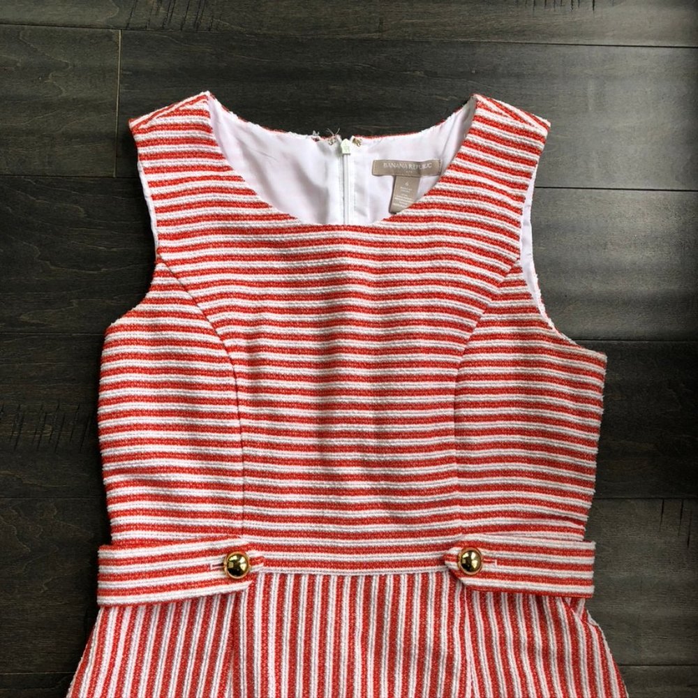Banana Republic Factory Red and White Striped Midi Dress